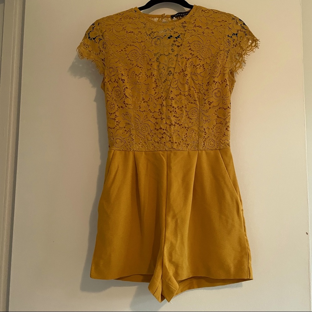 Yellow open back romper (brand new)